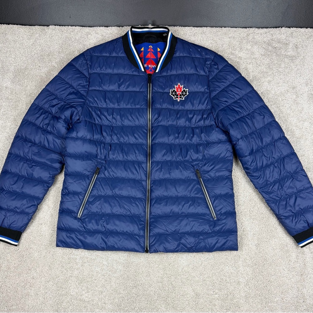 MOOSE KNUCKLES Beaugrand Bomber Jacket NAVY light weight puffer down coat Sz XL